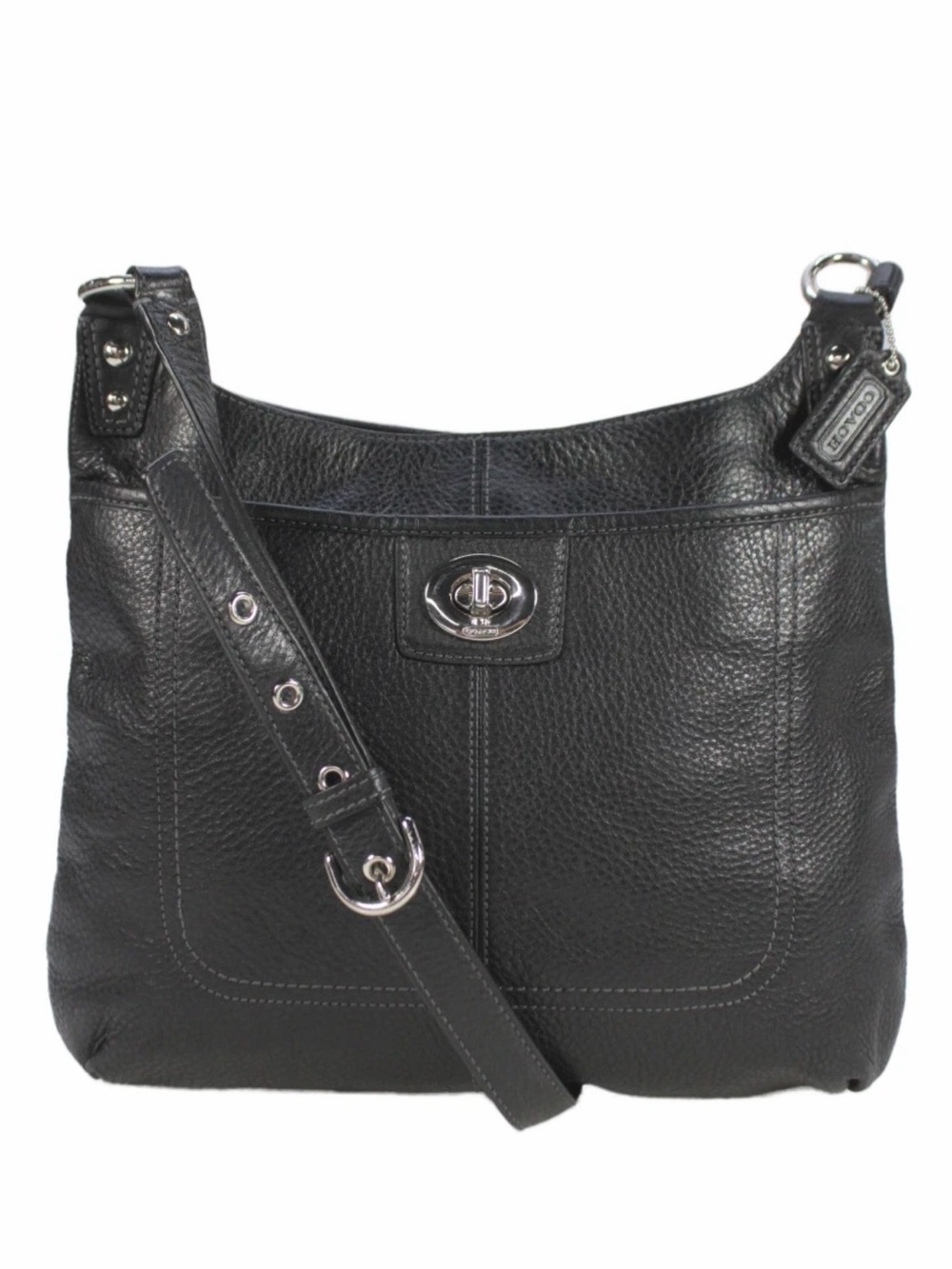 PRE LOVED COACH Penelope Black Crossbody Bag Leather Purse Nickel Turnlock
